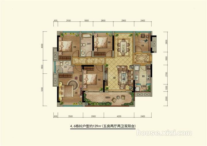 中洲天御 4栋d2  129平米户型