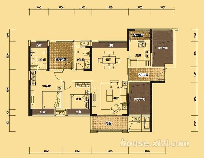 中信新城高层户型图 1栋3栋01-02